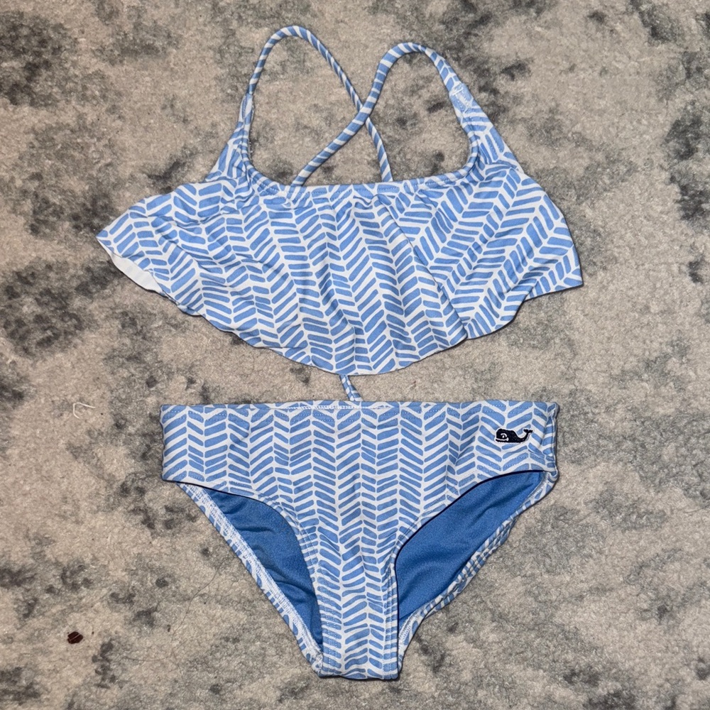 Vineyard Vines Blue Patterned Kids Swim Bikini
